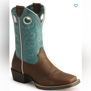 Ariat Women’s Fatbaby Teal and Brown Leather Short Cowboy Boots Size US 4 LR